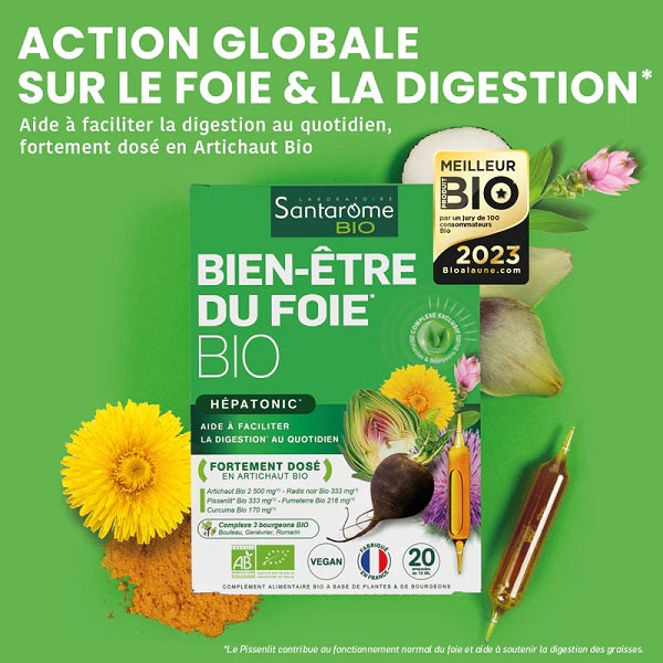 Bien-Être du Foie Bio - Hépatonic, 20 ampoules- SANTAROME BIO