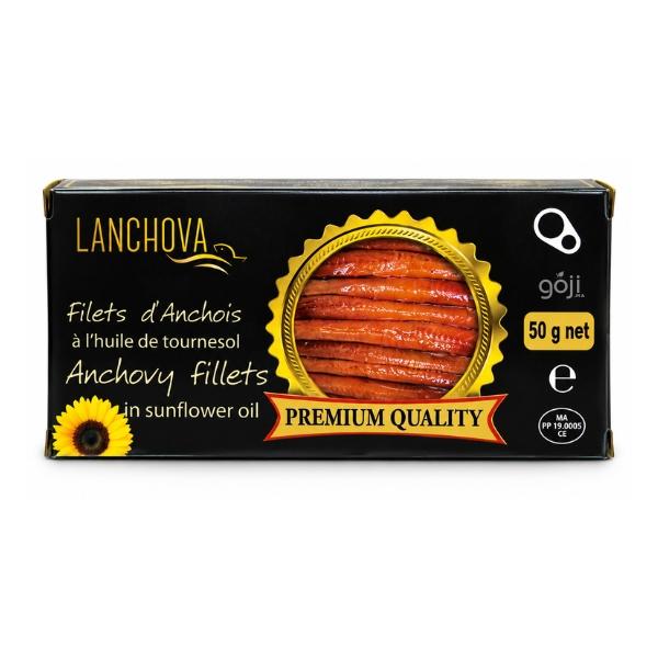 Filets d’Anchois à l’Huile de Tournesol, 50g – LANCHOVA