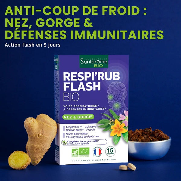 Respi'Rub Flash Bio, 15 comprimés - SANTAROME BIO