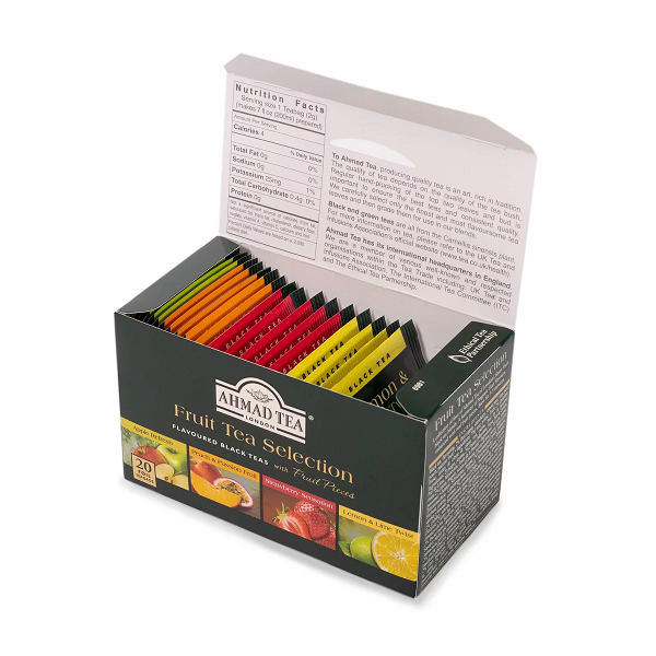 Thé aux fruits Sélection de 4 thés noirs aux fruits, 20 sachets - Ahmad Tea