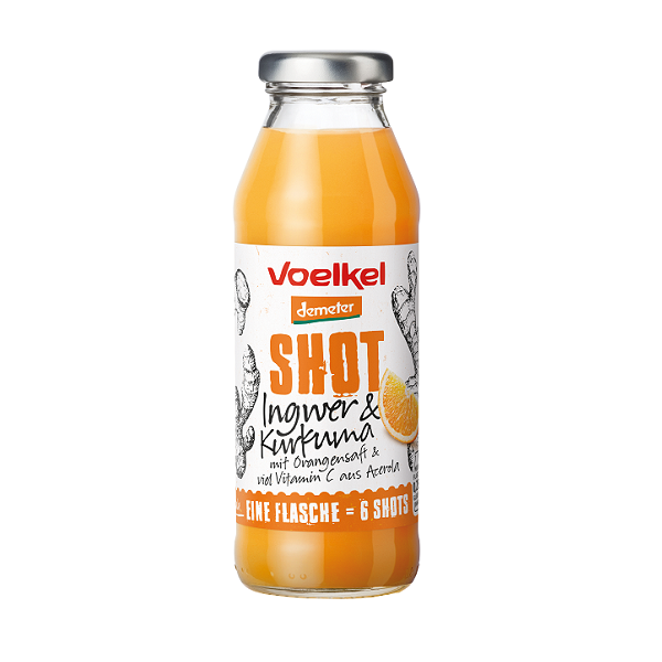 Shot de gingembre et de curcuma, 280ml - Voelkel Maroc vente en ligne epicerie Fine