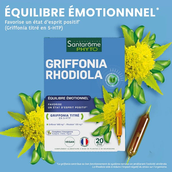 Griffonia Rhodiola, 20 ampoules - SANTAROME BIO