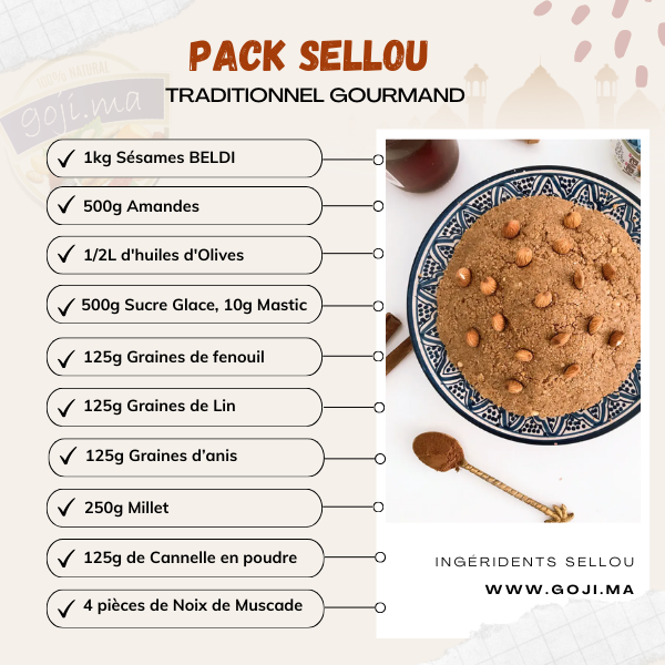 المكونات Sellou GOURMAND التقليدية - مكونات سلو منقي