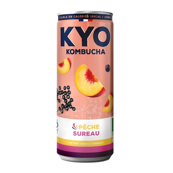 Canette Kombucha Pêche Sureau - KYO Maroc vente en ligne epicerie Fine