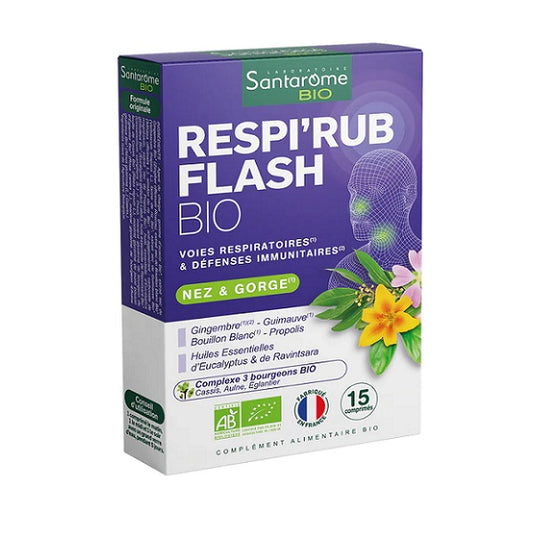 Respi'Rub Flash Bio, 15 comprimés - SANTAROME BIO