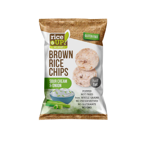 Chips de riz brun au crème sure et oignon, 60g - RICE UP