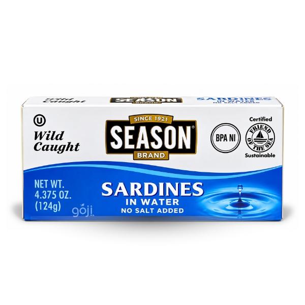 Sardines sauvages à l'eau sans sel ajouté, 124g - SEASON BRAND