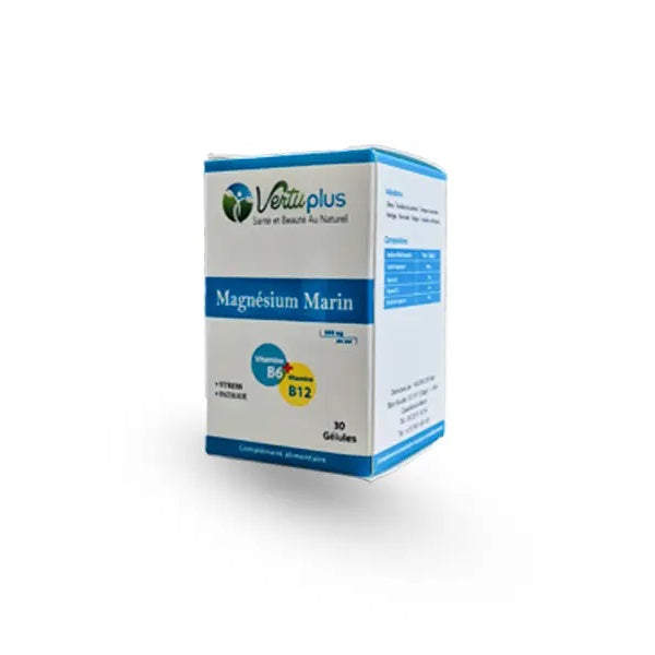 Magnésium Marin + (B6 +B12), 60 Gélules - VertuPlus
