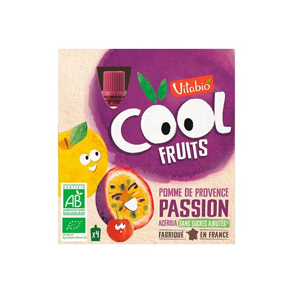 Compote Cool Fruits Pomme Passion Acérola 4x90g - Vitabio