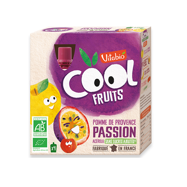 Compote Cool Fruits Pomme Passion Acérola 4x90g - Vitabio