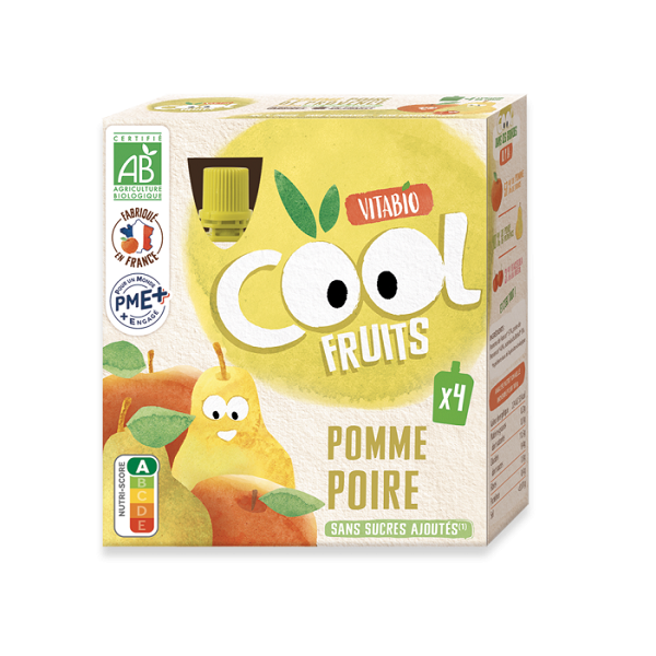 Compote Cool Fruits Pomme Poire 4x90g - Vitabio