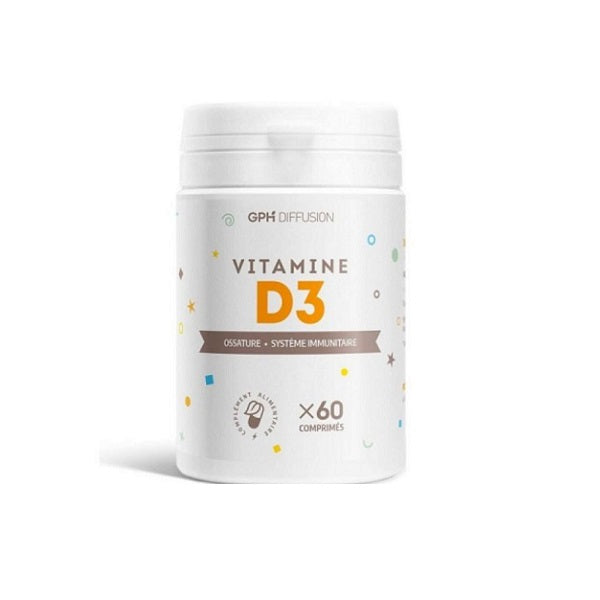 Vitamines D3, 5ug, 60 comprimés - GPH DIFFUSION