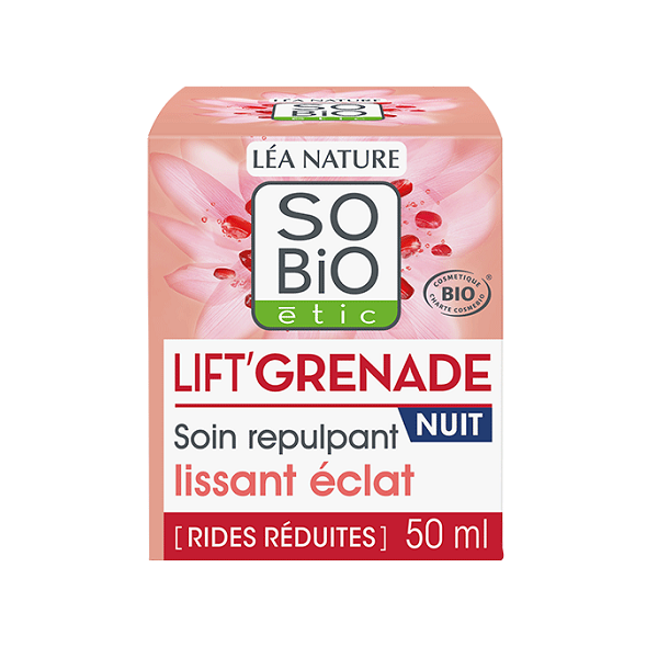 Soin repulpant NUIT Lissant éclat, LIFT'GRENADE, 50ml - So' Bio ETIC Maroc vente en ligne epicerie Fine