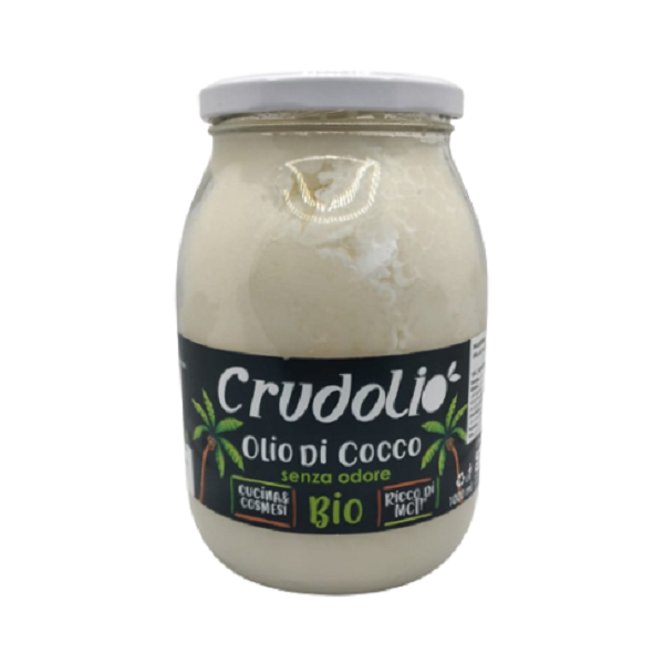 Huile de Coco Bio 1 litre - Crudolio Maroc vente en ligne epicerie Fine