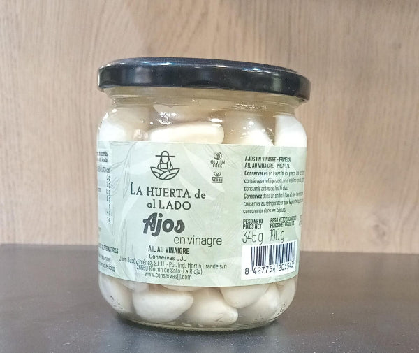 Ail au Vinaigre 370 ml | ثوم مقشّر في الخل - LA HUERTA