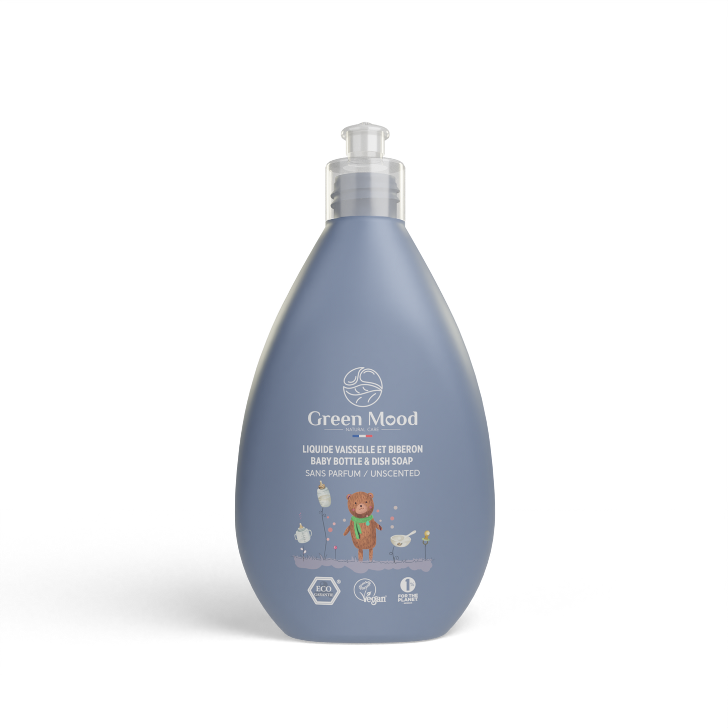 Liquide vaisselle biberon ecologique sans parfum, 500ml - GREEN MOOD