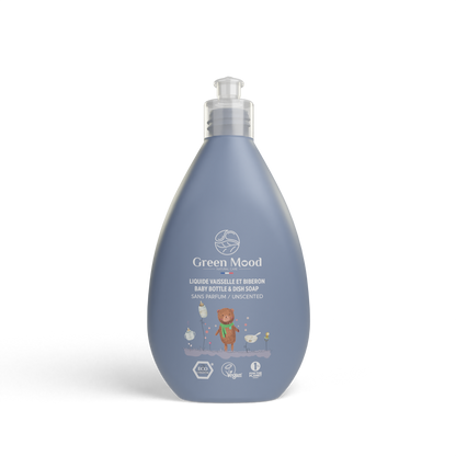 Liquide vaisselle biberon ecologique sans parfum, 500ml - GREEN MOOD