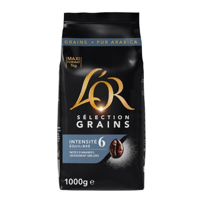 Café en Grains Sélection Pur Arabica, Intensité 6, 1kg - L'OR
