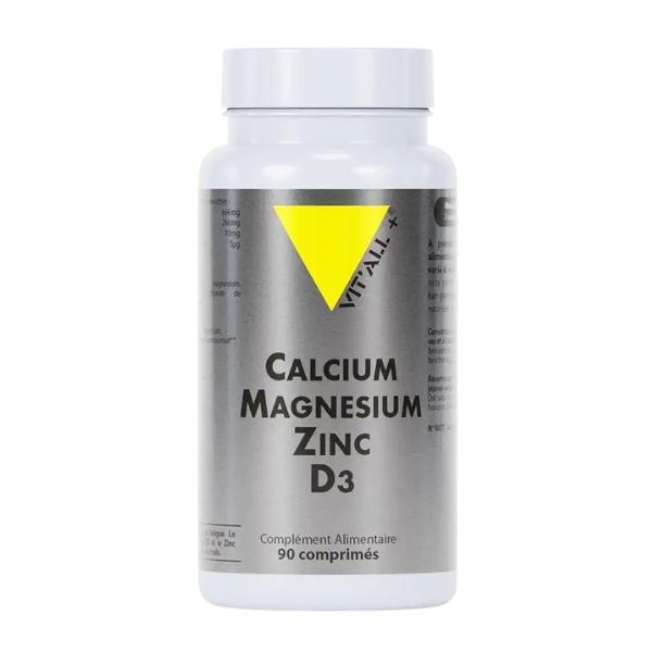 Calcium Magnésium Zinc Bisglycinate + D3, 90 comprimés - Vital Plus
