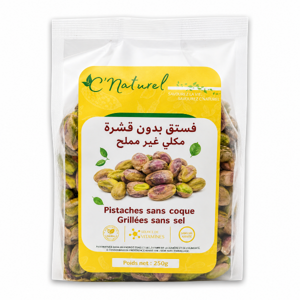 Pistaches sans coque Grillées sans sel , فستق بدون قشرة مكلي غير مملح- C'Naturel