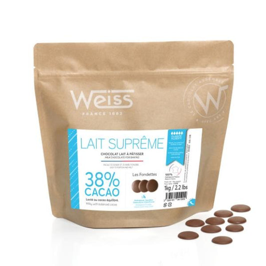 Chocolat à pâtisser - Lait Suprême 38%, 1kg - WEISS