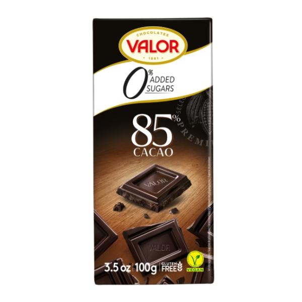 Chocolat noir 85%, 0% de sucres ajoutés - VALOR