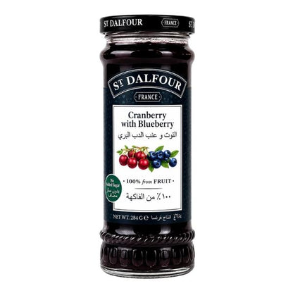 Confiture Cranberries et Myrtilles sans sucre ajouté, 284g - ST DALFOUR