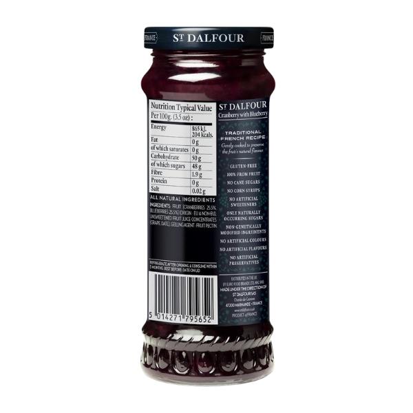 Confiture Cranberries et Myrtilles sans sucre ajouté, 284g - ST DALFOUR
