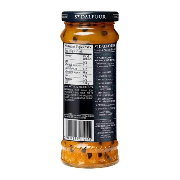 Confiture Mangues et Passion sans sucre ajouté, 284g - ST DALFOUR
