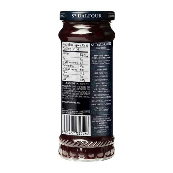 Confiture Quatre Fruits sans sucre ajouté, 284g - ST DALFOUR