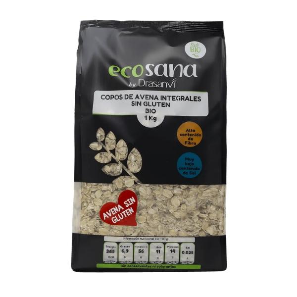 Flocons d'avoine entiers épais sans gluten Bio, 500g - ECOSANA
