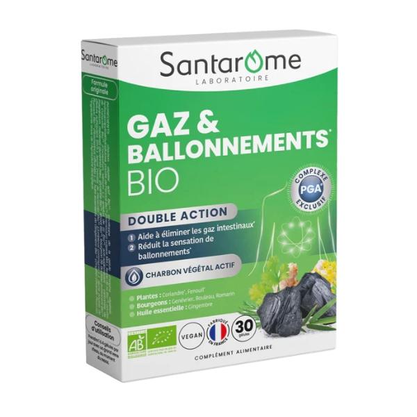 Gaz et Ballonnements Bio, 30 gélules - SANTAROME BIO