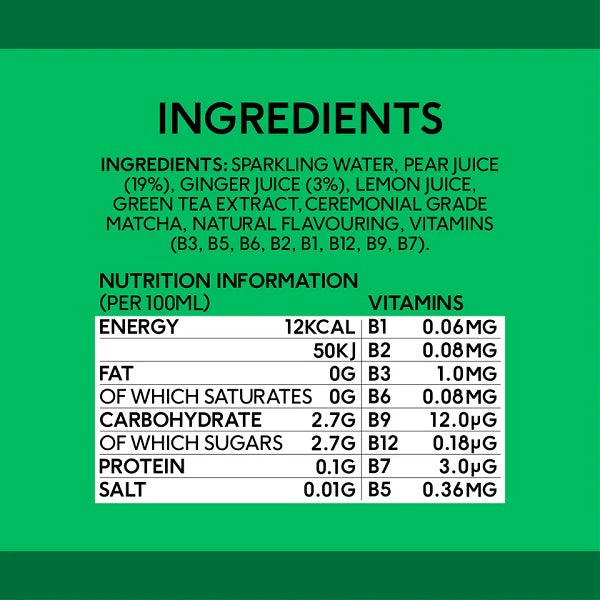 Boisson Healthy Energy Matcha Gingembre et poire, 250ml - PERFECT TED
