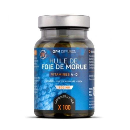 Huile de foie de morue 500mg, 100 CAPSULES - GPH DIFFUSION
