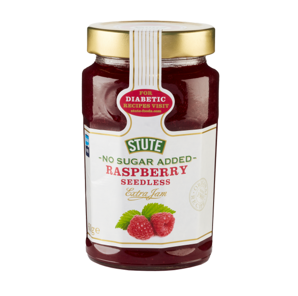Confiture de framboises sans sucre ajouté et sans pépins, 430g - STUTE