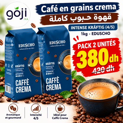 Pack 2 unités Café en grains crema INTENSE KRÄFTIG (4/5), 1kg - EDUSCHO