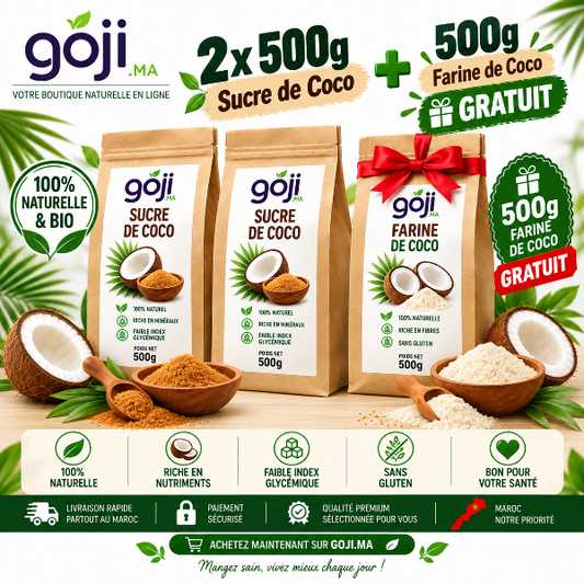 Pack Promo : 1kg sucre de coco bio + 500g farine de coco  bio gratuit
