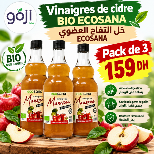 Pack de 3 vinaigres de cidre BIO ECOSANA