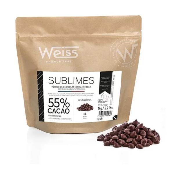 Pépites de chocolat noir 55% - Les Sublimes, 1kg - WEISS