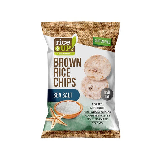 Chips de riz brun avec sel de mer, 60g - RICE UP