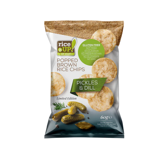 Chips de riz brun avec cornichons et aneth, 60g - RICE UP