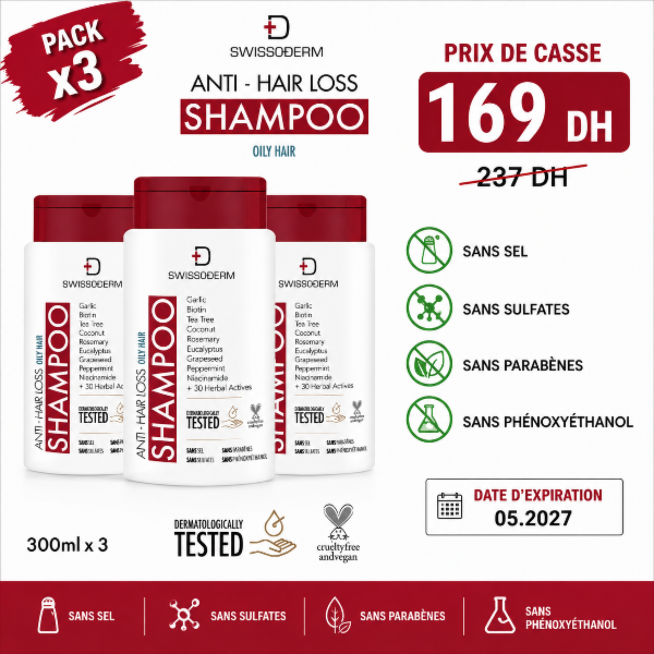 Shampoing anti-chute cheveux gras ( OILY HAIR ), 300ml - SWISSODERM