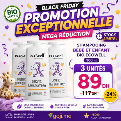 Pack 3 unités Shampoing bébé et enfant BIO 300ml ECOWELL