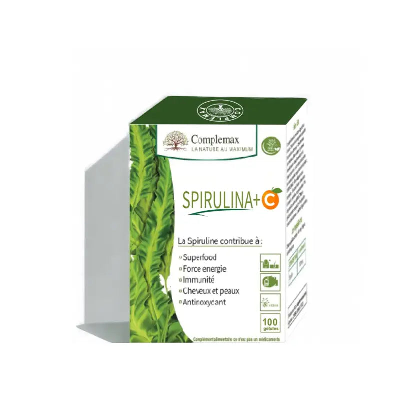 Spirulina + Vitamine C, 120 Gélules - COMPLEMAX