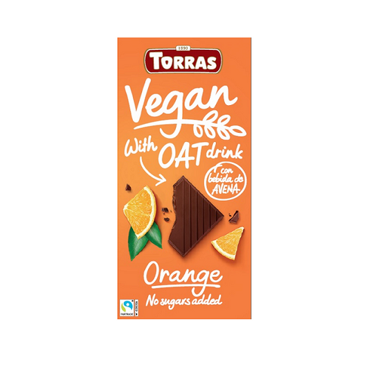 Tablette de chocolat Vegan à l'orange et boisson d'avoine, 100g - TORRAS