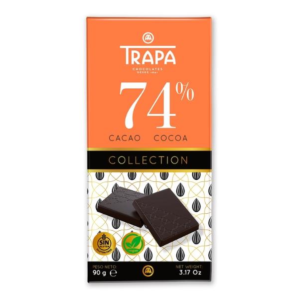 Tablette Chocolat noir Collection 74% cacao - TRAPA