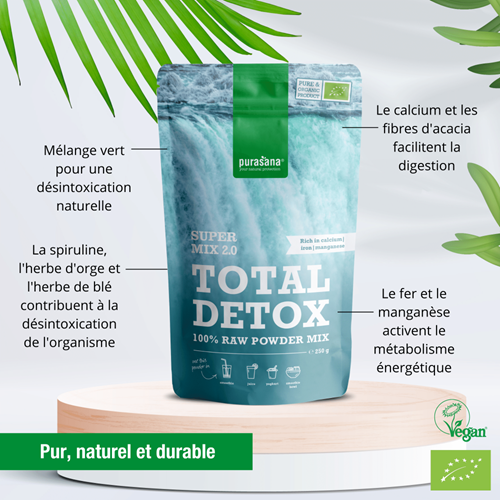 Total Detox Mix 2.0 en poudre, 250g - PURASANA