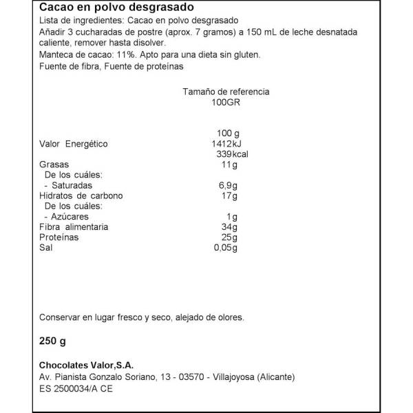 Cacao en Poudre non Sucré Valor