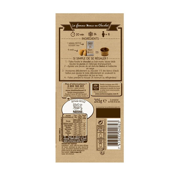 Chocolat dessert noir à 52% de cacao - Nestlé Maroc vente en ligne epicerie Fine 