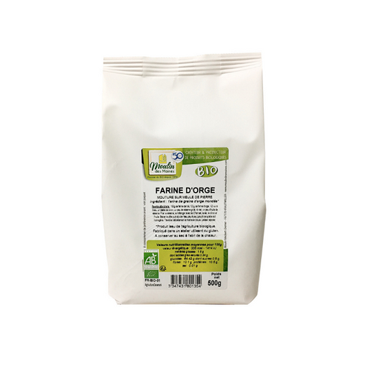 Farine d'orge complète bio 500g - Moulin des Moines